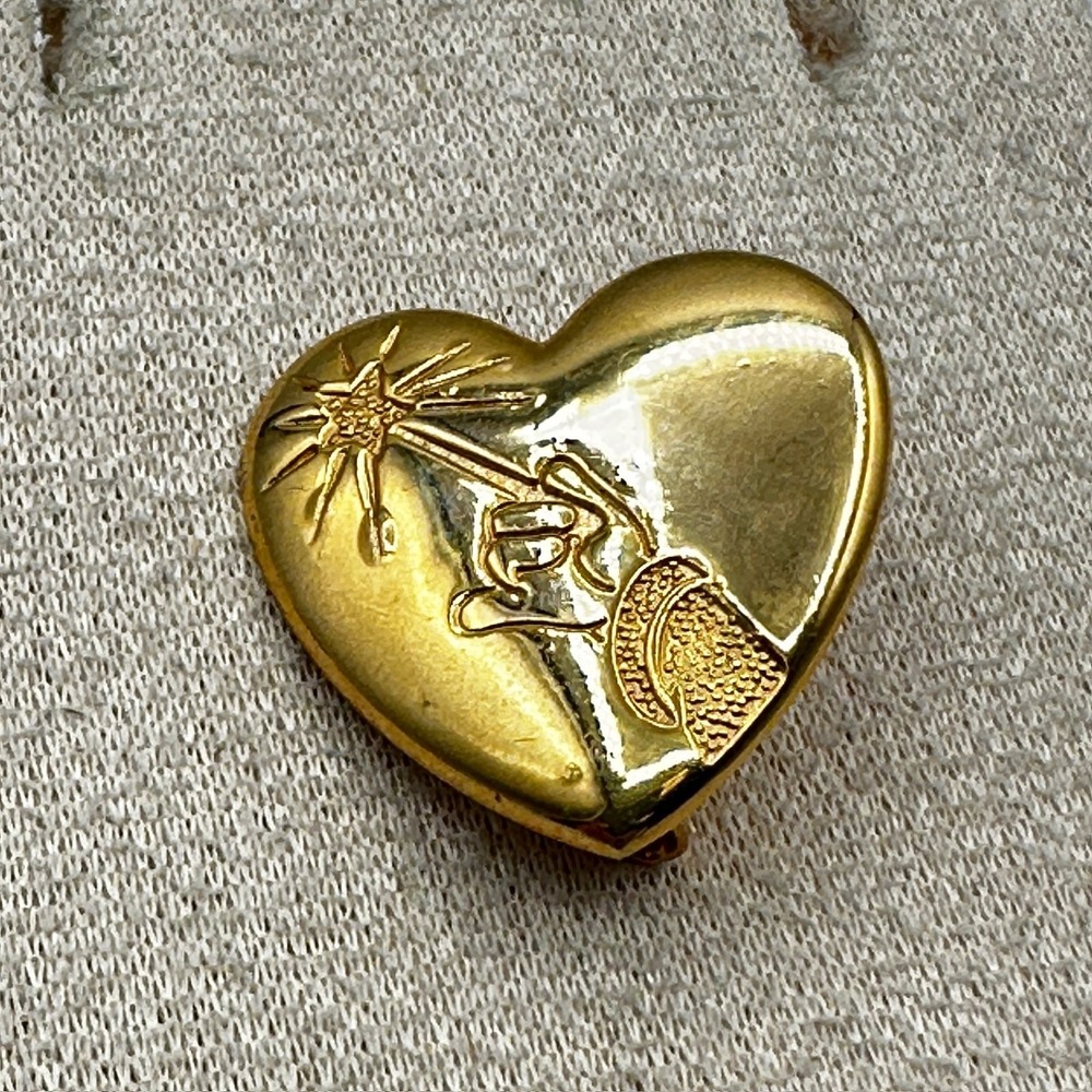 Vintage Disney Arm & Wand Heart-Shaped Gold-Toned Classic Charity Lapel Pin